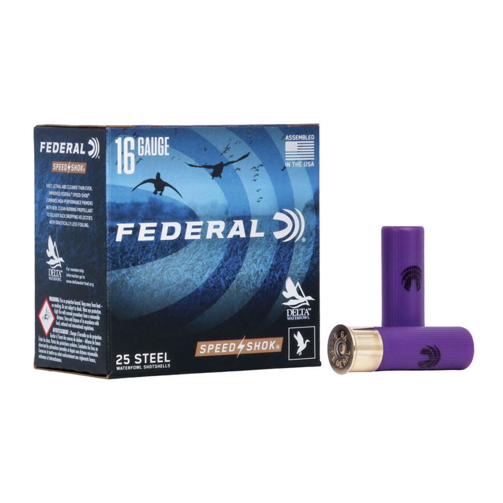 Federal Speed-Shok Waterfowl 16ga 2-3/4" 1oz #2 1350fps Steel Box/25